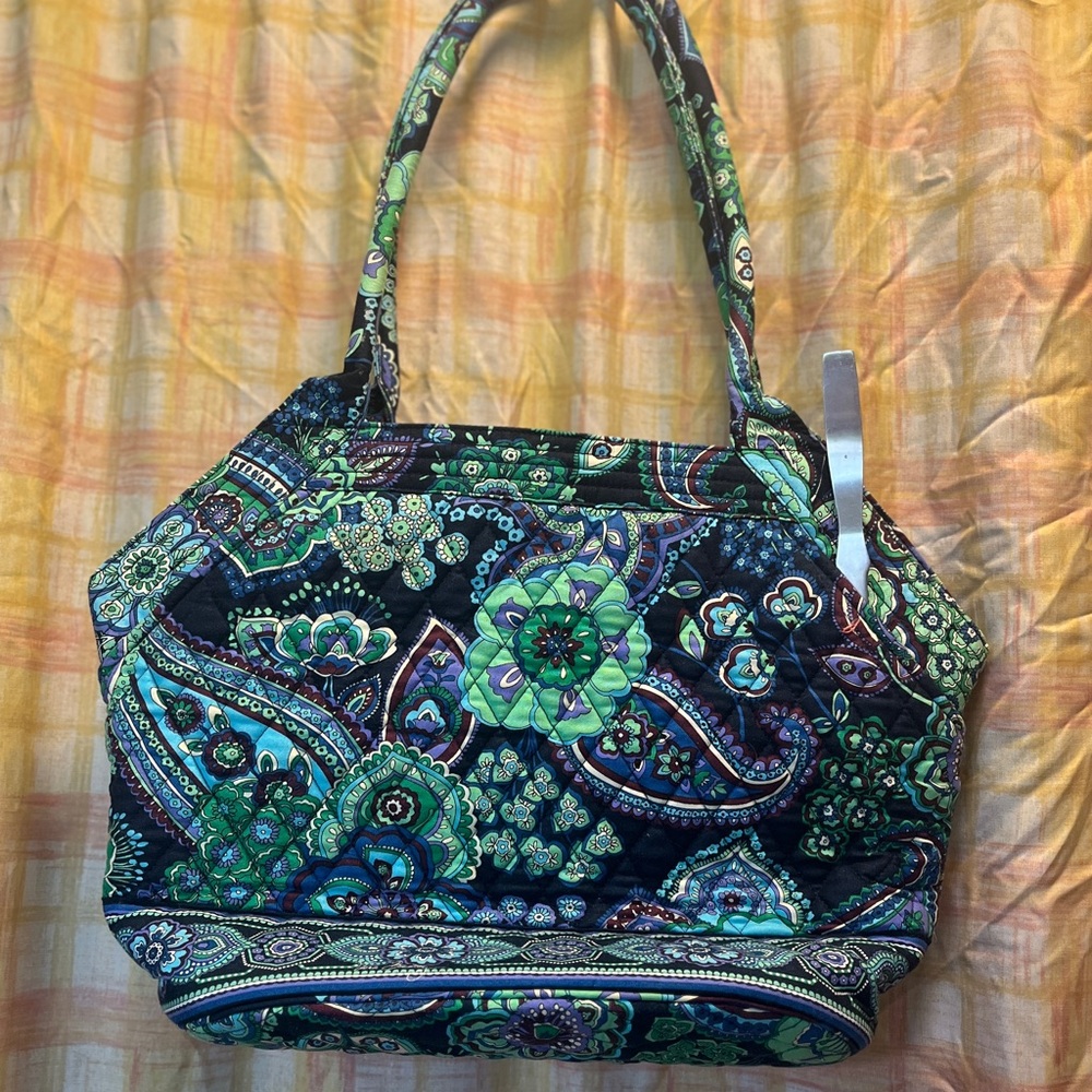 Vera Bradley Green and Black Paisley Tote